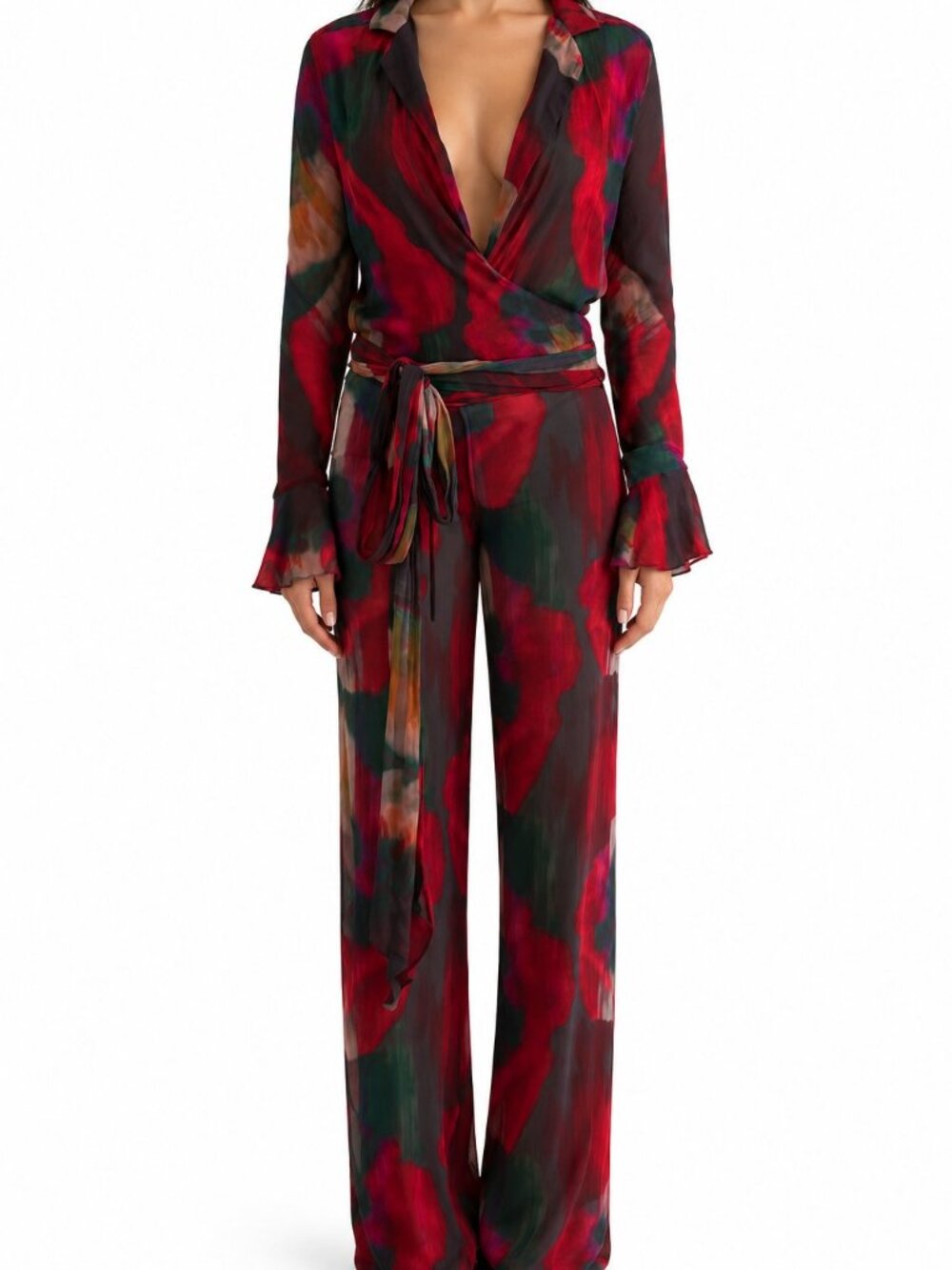 Rat & Boa Printed Wrap Top and Trouser Set Small